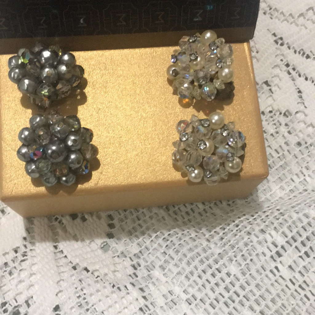 Two Beautiful Vintage Sets Of Clip On Earrings